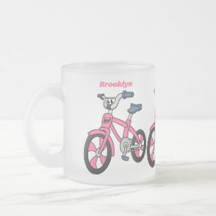 Niedlich-pink-Kinder Fahrrad Cartoon Abbildung Mattglastasse