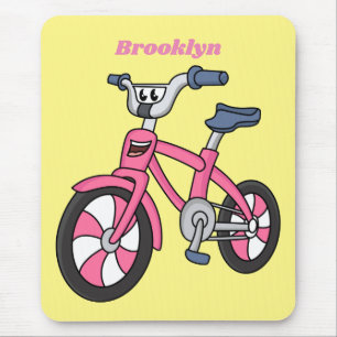 Niedlich-pink-Kinder Fahrrad Cartoon Abbildung Mousepad