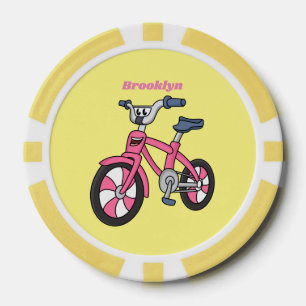 Niedlich-pink-Kinder Fahrrad Cartoon Abbildung Pokerchips