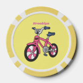 Niedlich-pink-Kinder Fahrrad Cartoon Abbildung Pokerchips (Rückseite)