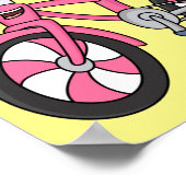 Niedlich-pink-Kinder Fahrrad Cartoon Abbildung Poster (Ecke)