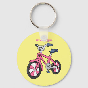 Niedlich-pink-Kinder Fahrrad Cartoon Abbildung Schlüsselanhänger