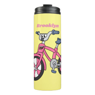 Niedlich-pink-Kinder Fahrrad Cartoon Abbildung Thermosbecher