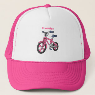 Niedlich-pink-Kinder Fahrrad Cartoon Abbildung Truckerkappe