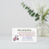 Niedlich-pink-Kinder Fahrrad Cartoon Abbildung Visitenkarte (Stehend Vorderseite)