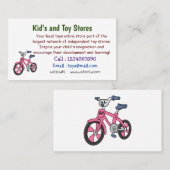 Niedlich-pink-Kinder Fahrrad Cartoon Abbildung Visitenkarte (Vorne/Hinten)