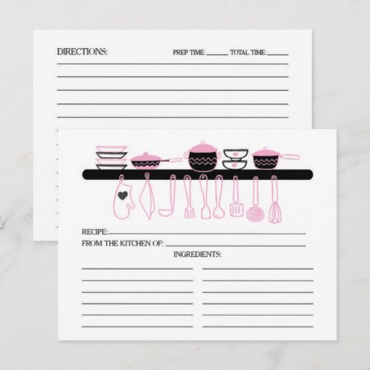 Niedlich Pink Kitchen Gadgets Bridal Rezept Karten (Vorne/Hinten)