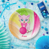 Niedlich Pink Kitten Cartoon Pappteller (Party)