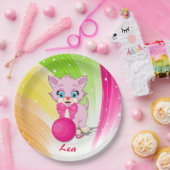 Niedlich Pink Kitten Cartoon Pappteller (Party)