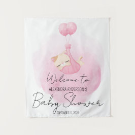 Niedlich Pink Kitten for Baby Girl Dusche Willkomm Wandteppich