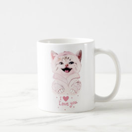 Niedlich Pink Kitten "I ❤️ Liebe You" Tasse Adorab