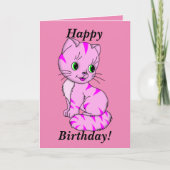 Niedlich Pink Kitten Karte (Vorderseite)