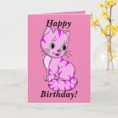 Niedlich Pink Kitten Karte (Gelbe Blume)