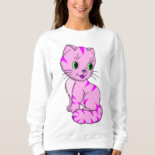 Niedlich Pink Kitten Sweatshirt (Vorderseite)