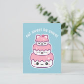 Niedlich Pink Kitty Cat Cake Postkarte (Stehend Vorderseite)