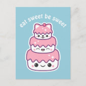 Niedlich Pink Kitty Cat Cake Postkarte (Vorderseite)