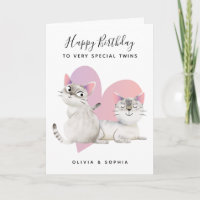 Niedlich Pink Kitty Cat Twin Girls Geburtstag