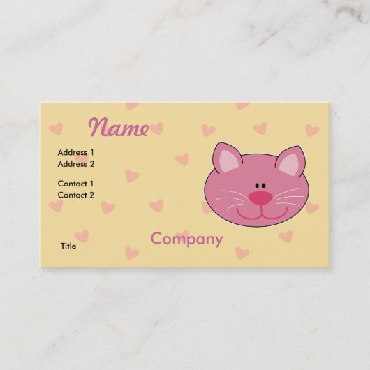 Niedlich Pink Kitty Cat Visitenkarte (Vorderseite)
