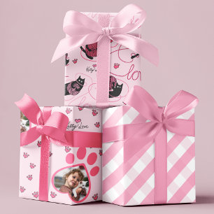 Niedlich Pink Kitty Liebe Custom Foto Kinder Geschenkpapier Set