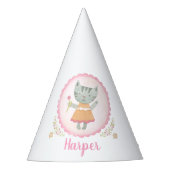 Niedlich Pink Kitty Personalisiert Party Hat Partyhütchen (Vorderseite)