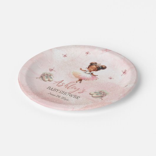 Niedlich Pink Kleine Ballerina Tutu Girl Babydusch Pappteller (Schrägansicht)