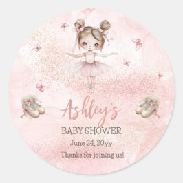 Niedlich Pink Kleine Ballerina Tutu Girl Babydusch Runder Aufkleber