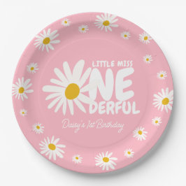 Niedlich Pink Kleine Miss ONEderful Daisy 1. Gebur Pappteller