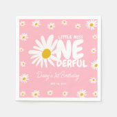 Niedlich Pink Kleine Miss ONEderful Daisy 1. Gebur Serviette (Vorderseite)