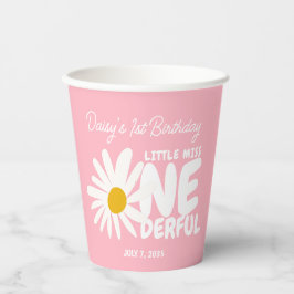 Niedlich Pink Kleine Miss ONEderful Daisy Geburtst Pappbecher