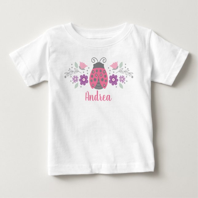 Niedlich Pink Ladybug Baby T-shirt (Vorderseite)