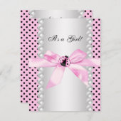 Niedlich Pink Ladybug Babydusche Einladung (Vorne/Hinten)