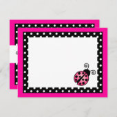 Niedlich Pink Ladybug Flat Danke Notizkarten Mitteilungskarte (Vorne/Hinten)