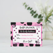 Niedlich Pink Ladybug Kinderdusche Einladung Postkarte (Stehend Vorderseite)