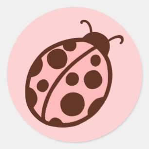 Niedlich Pink Ladybug Party Stickers