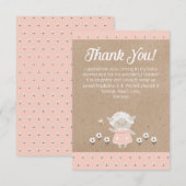 Niedlich Pink Lamb Girl Babydusche Danke Karte (Vorne/Hinten)