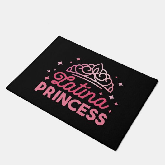 Niedlich Pink Latina Princess Crown Fußmatte (Schrägansicht)