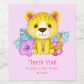 Niedlich Pink Leopard Baby Dusche Vielen Dank Weinetikett (Einzelnes Label)