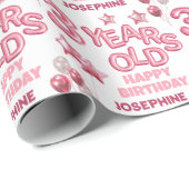 Niedlich Pink Letter Balloon 3. Geburtstag Geschenkpapier (Rolleneckpunkt)