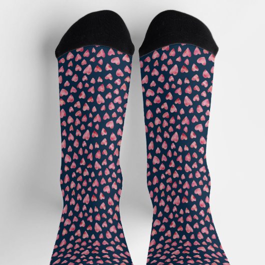 Niedlich Pink Liebe Herz Blau Muster Socken (Oben)