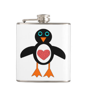 Niedlich Pink Liebe Herzpinguin Flasche Flachmann