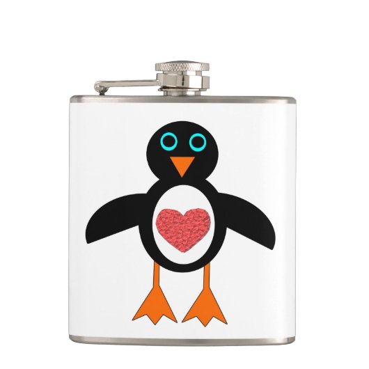 Niedlich Pink Liebe Herzpinguin Flasche Flachmann (Vorderseite)