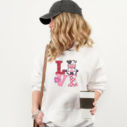 Niedlich Pink Liebe Yoga Kuh Hoodie