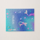 Niedlich Pink Lila Aquamarine Mermaids Girly Perso Puzzle (Horizontal)