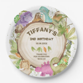 Niedlich Pink Lila Dinosaurier Jurrasic Girl Gebur Pappteller