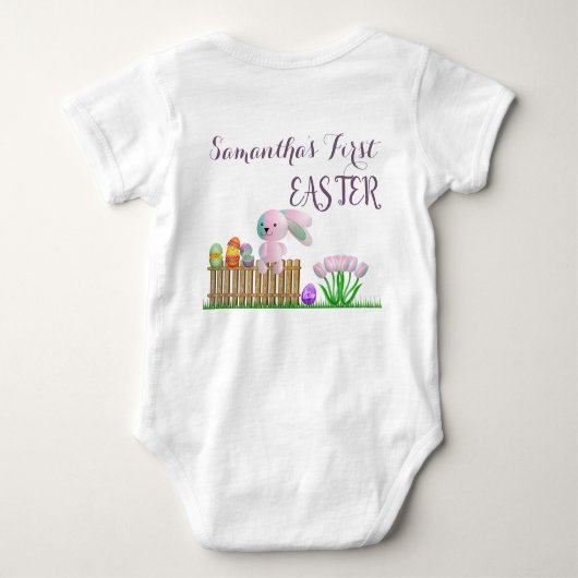 Niedlich Pink Lila Ostern Bunny Baby First Ost Baby Strampler (Rückseite)