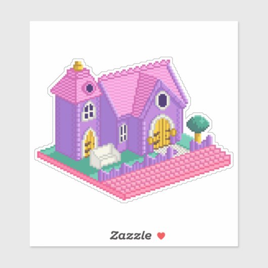 Niedlich Pink Lila Pixel Art 90s Toy Church Girls Aufkleber (Blatt)