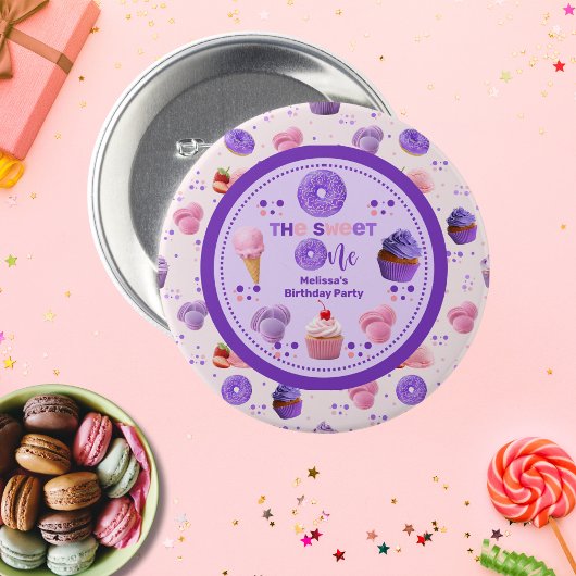 Niedlich Pink Lila Sweet One Girl's Birthday Button