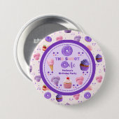 Niedlich Pink Lila Sweet One Girl's Birthday Button (Vorne & Hinten)