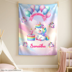 Niedlich Pink Lila Unicorn Blanket Girl 7. Geburts Fleecedecke