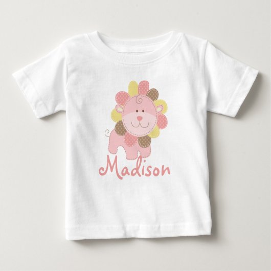 Niedlich Pink Lion Safari Jungle Personalisiert Ge Baby T-shirt (Vorderseite)